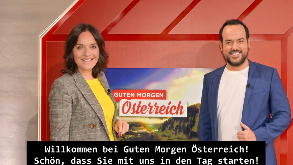 Screenshot Sendung "Guten Morgen Österreich" mit Untertiteln im Bild