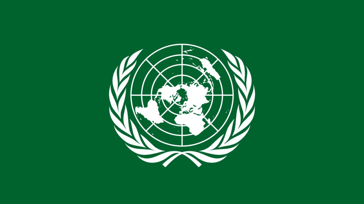 Logo weiß auf grün: United Nations