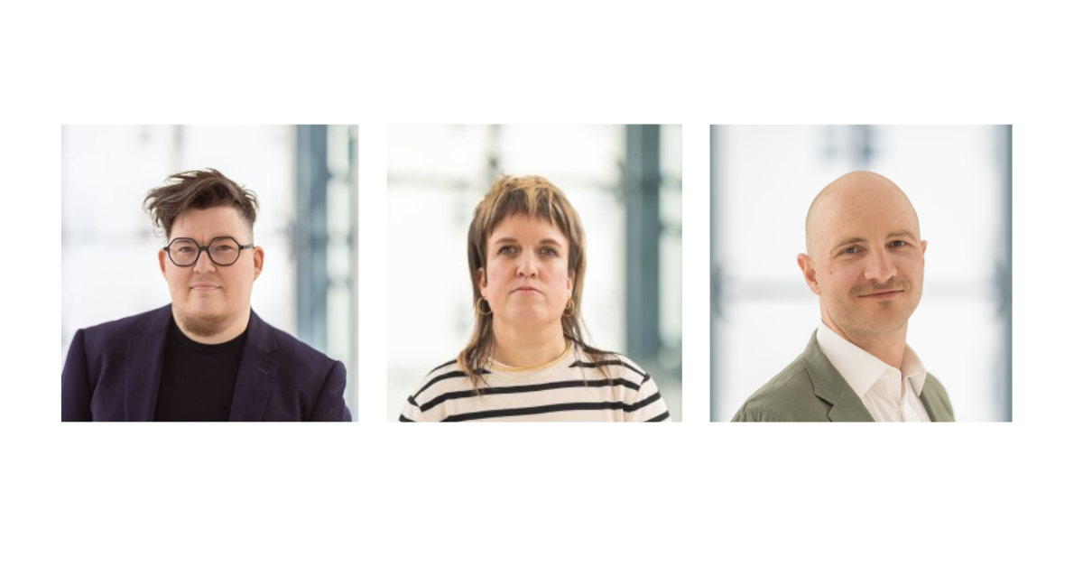 Kollage mit Katta Spiel als neuer Vorsitzperson sowie Daniela Rammel und Felix Steigmann als Stellvertretung im Unabhängigen Monitoringausschuss